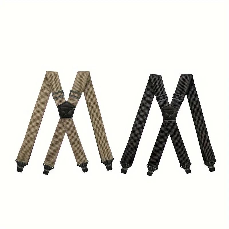 Men'S Wide Heavy Duty Work Strap Adult 4 Clips 120Cm Strap X-Type Elastic Adjustable Strap Bracket Work Men'S Strap  Garter