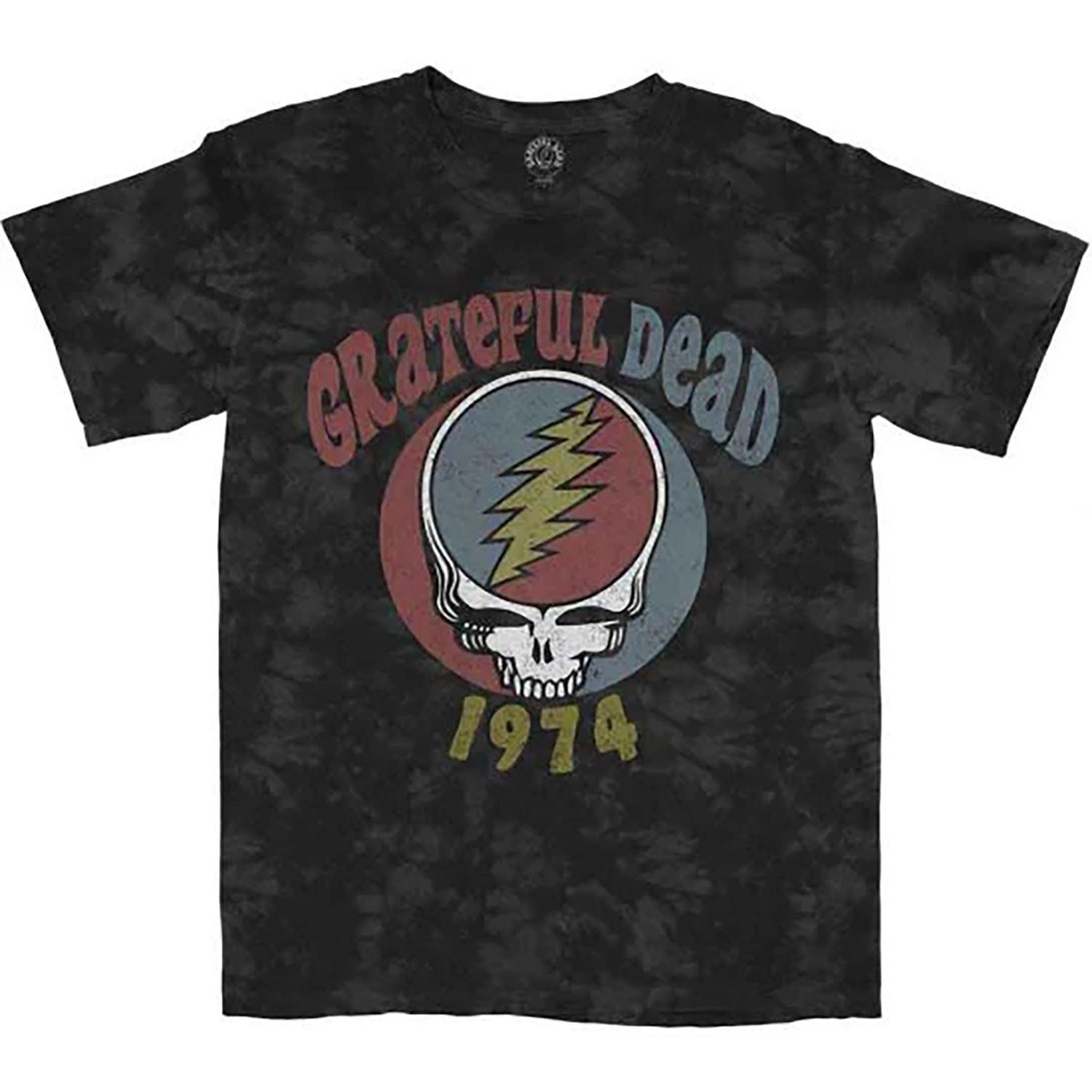 Men s Grateful Dead 1974 (Dip-Dye) Tie Dye T-shirt Large Grey M