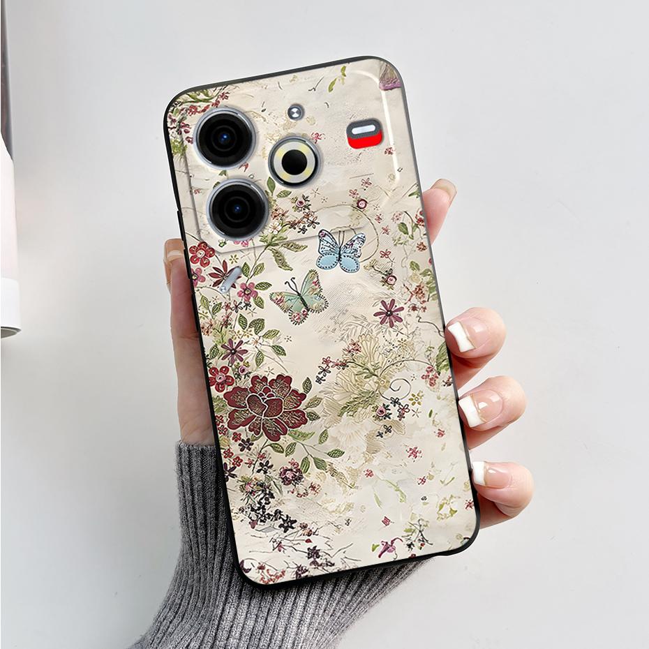 6.78" For Tecno Pova 6 Neo Case Pova6 Neo Back Cover Stylish Pattern Black Silicone Soft Phone Cases For Tecno Pova 6 Neo Fundas