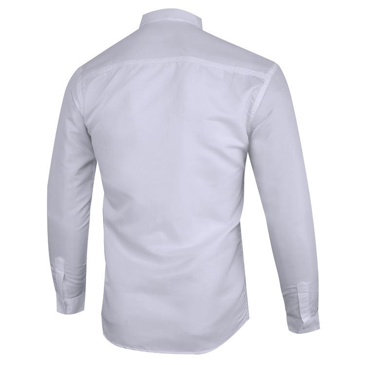 Men's Business Casual Long-Sleeved Solid Color Shirt, Large Size, Trendy Design