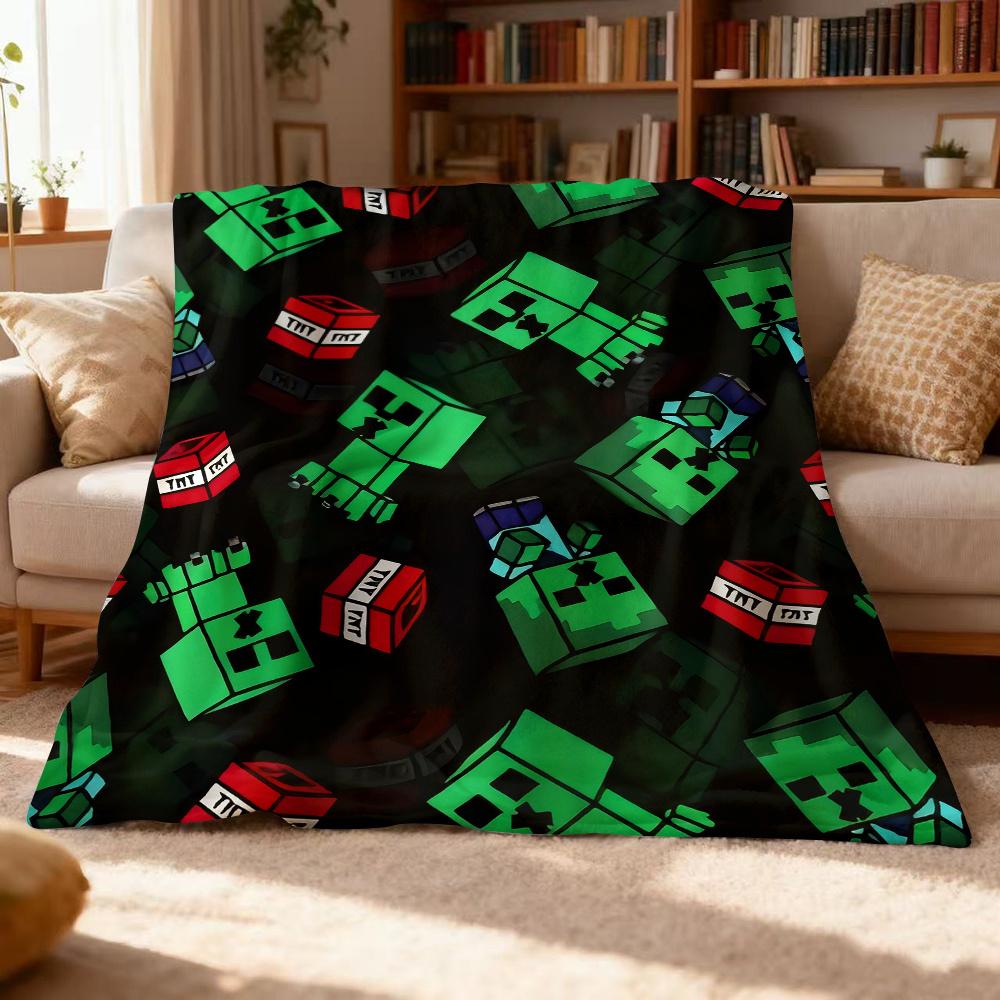 

1pc Block-based Game Cozy Minimalist Flannel Blanket, Large Size Plush Throw for Sofa, Bed, Travel - Birthday, Christmas, Valentine s Day An 150*200cm