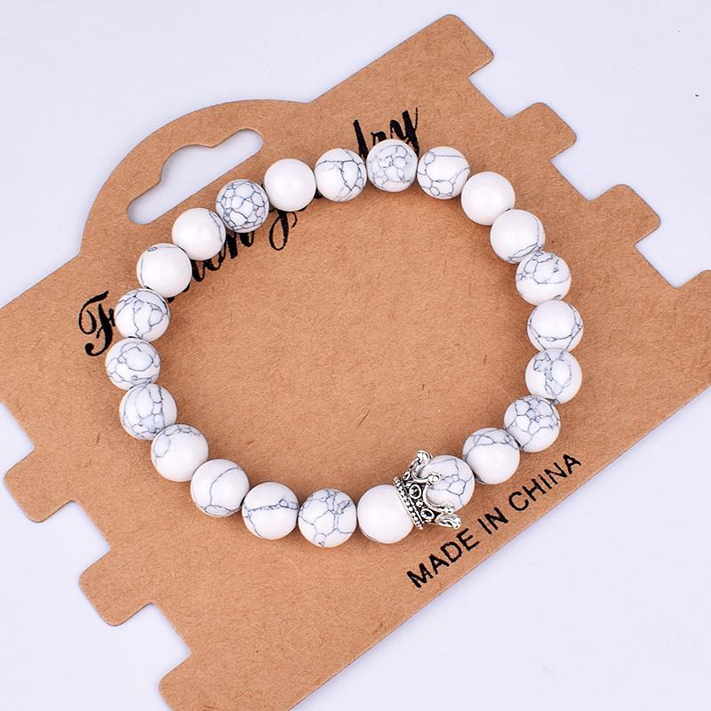 2pcs Charm Paired Bracelets Men Sets Crown Women's Bracelets Natural Stone Beads Wristband Couple Bracelet Gifts Friends Jewelry