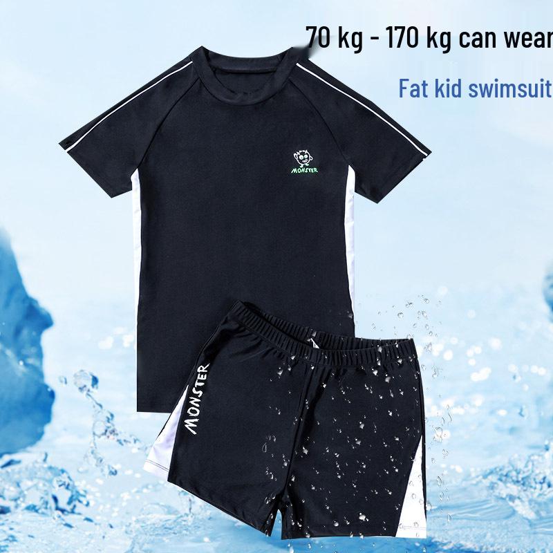 2026 Chubby Boy Plus Size Swimwear Set: Quick-Dry, High Elastic Two-Piece Shorts for Boys