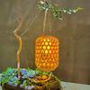 Solar Powered Rattan Lantern Chandelier Plastic Material Solar Wireless Rechargeable Nickel Battery Courtyard Garden Decoration