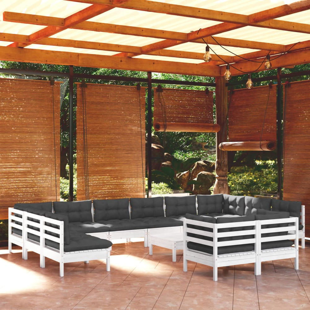 Salon de jardin 13 pcs avec coussins  bois de pin