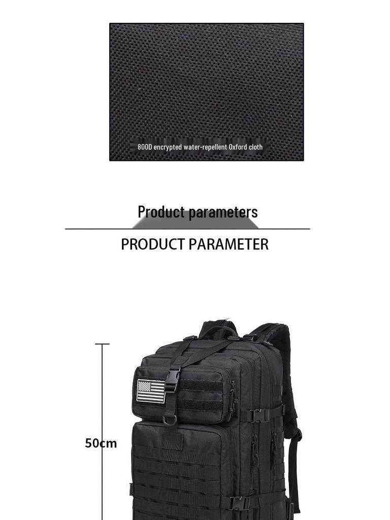 Tactical Outdoor 3P Backpack with Molle System - Multi-Functional Oxford Cloth Travel Bag