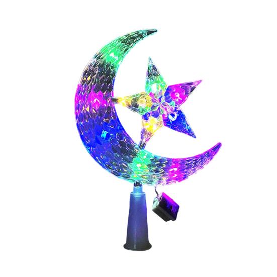 LED Christmas Tree Topper Star Moon Decoration Acrylic Xmas Ornament Energy Saving Shining Lamp Festive Home Room Decor