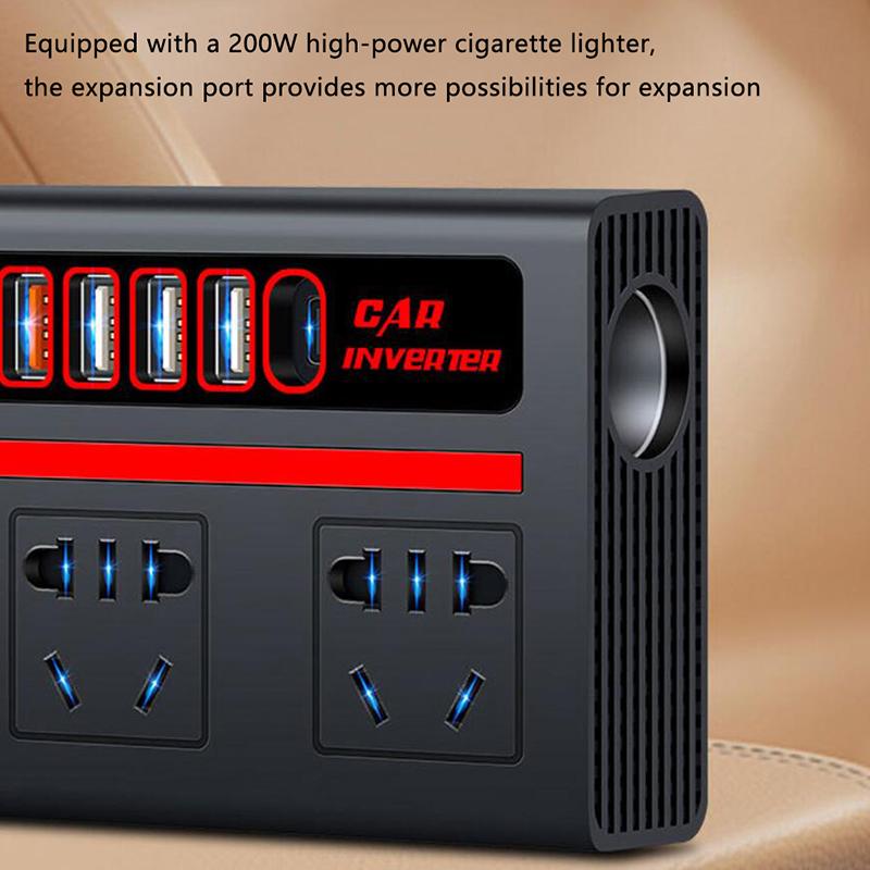 1 Piece Auto Accessories Usb Chargers Voltage Display Car Inverter Car Socket Usb Fast Charging 200W Qc 3.0 Power Adapter
