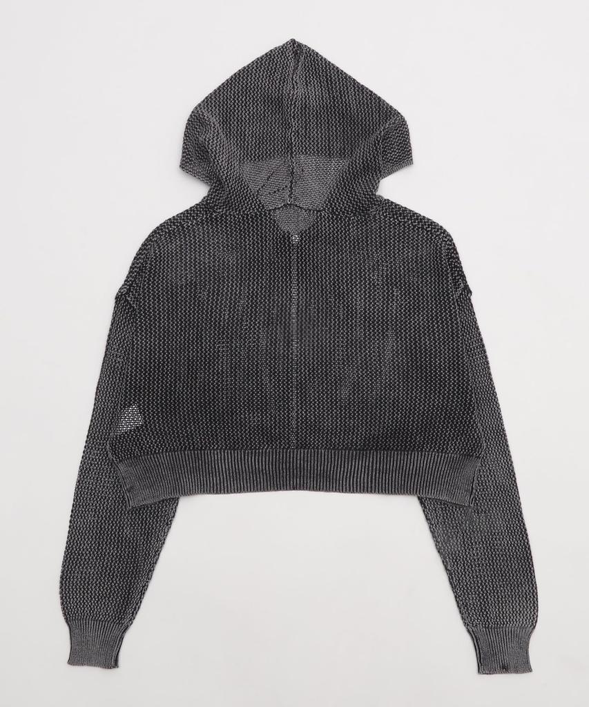 WEGO Vintage Wash Mesh Long Size Sumikuro Women's Hoodie, Sleeve, F,