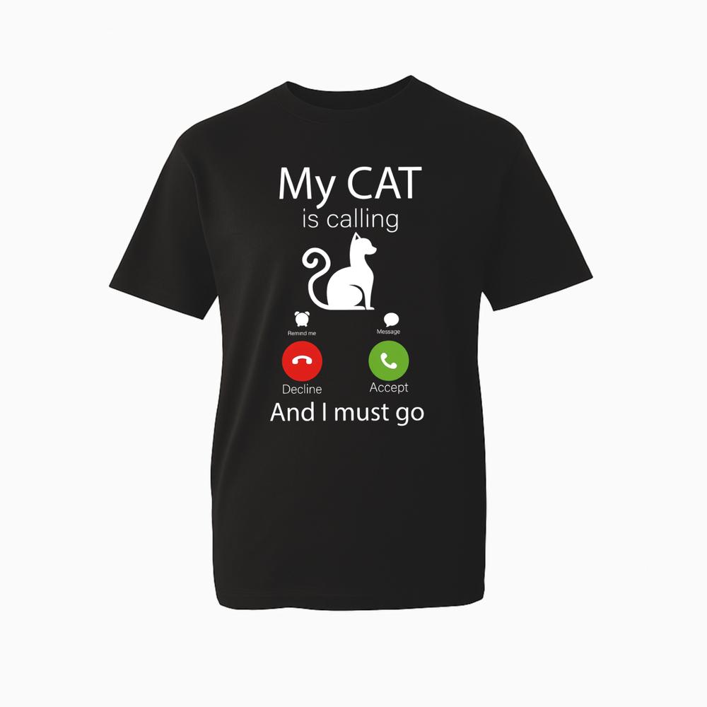 Black Cat Graphic TShirt My Cat Is Calling Kitten Pet Lover Novelty Gift TTop