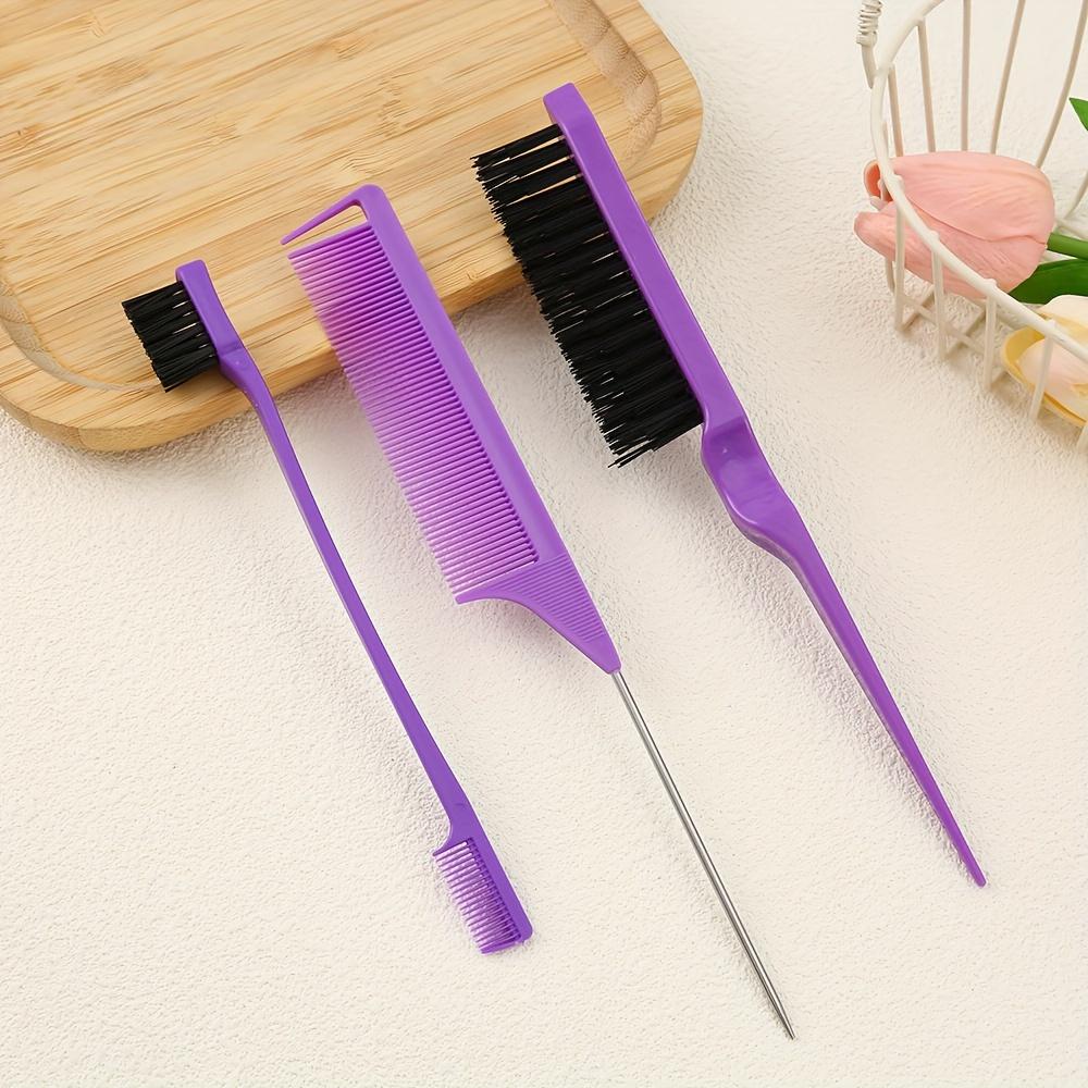 [3pcs Multi-Purpose Hair Styling Comb] 3pcs Hair Styling Comb Set - Nylon Bristle Brushes, Normal Hair, Fine-tooth Combs with ABS Plastic Handles