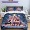 3Pcs Christmas Deer Snow Bedding Set Quilt Cover Pillowcase Home Christmas Xmas Halloween Gift 1 Duvet Cover 2 Pillowcase S921361