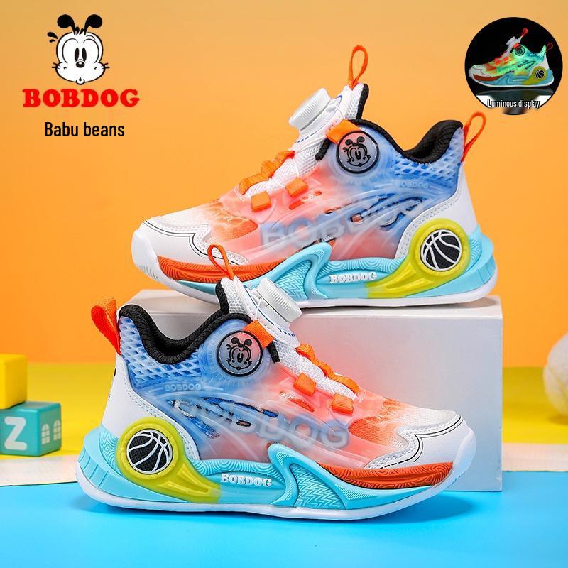 Bobodou Kids' Luminous Running and Basketball Shoes with Rotating Button
