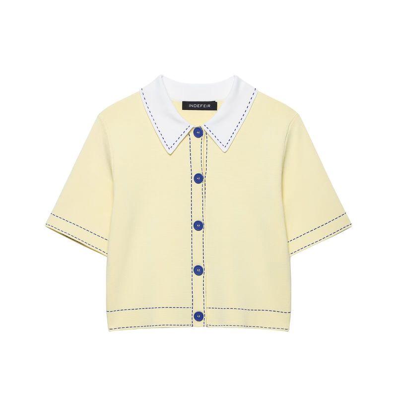 

Kaslead Новая женская одежда Западный стиль Мода Рубашка поло Ниточная вязка Верхняя одежда 2142109 Beige L