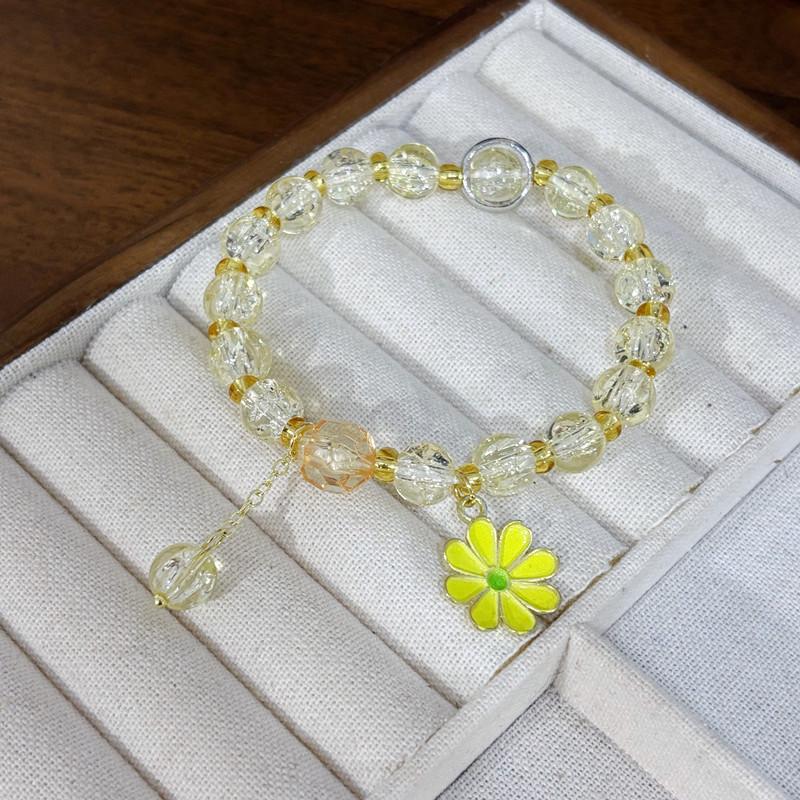 Little Daisy Popcorn Bracelet with Pink Crystal Sunflower – Versatile Women's High-End Feel