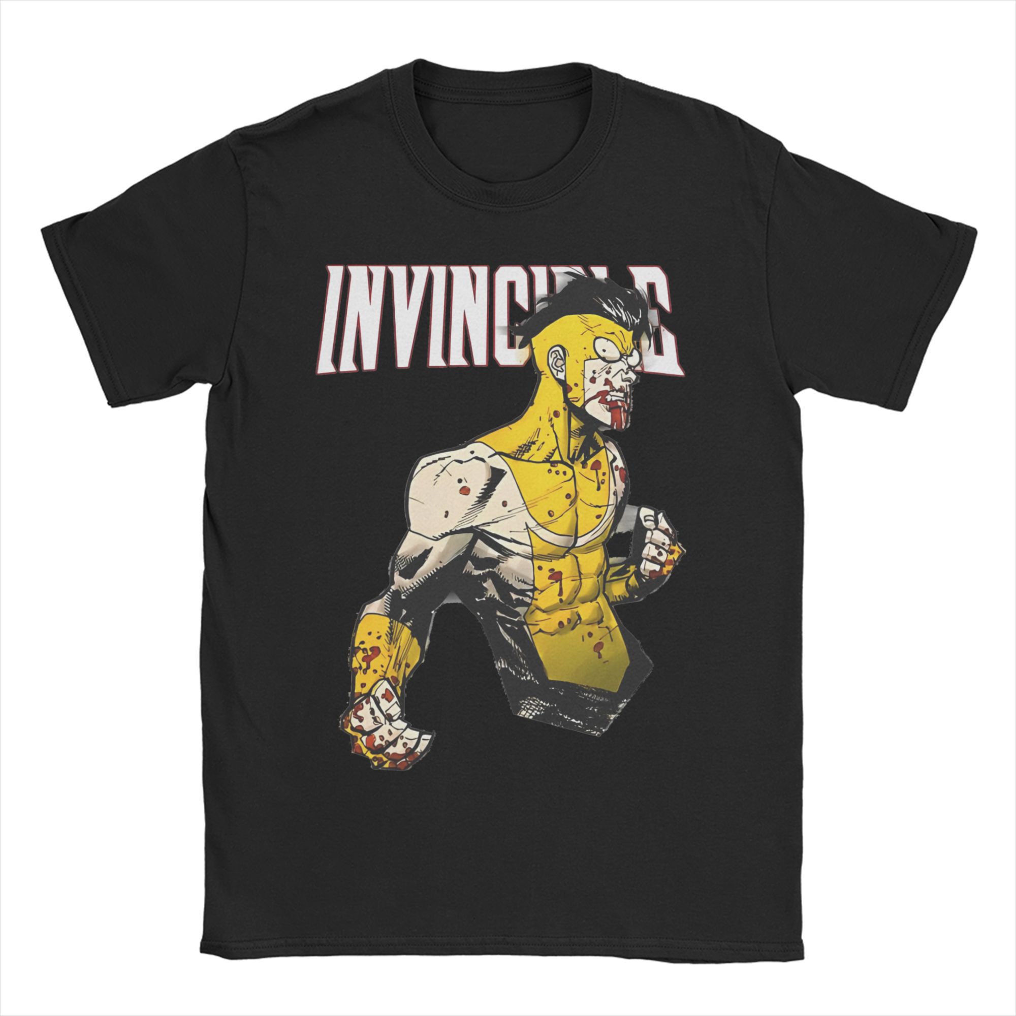 Comfortable season All Seasons Invincible Bloedspetter Logo T-shirt Voor Unisex Volwassenen Anime Puur Katoen T-shirts Korte Mouw Kleding XXXXL