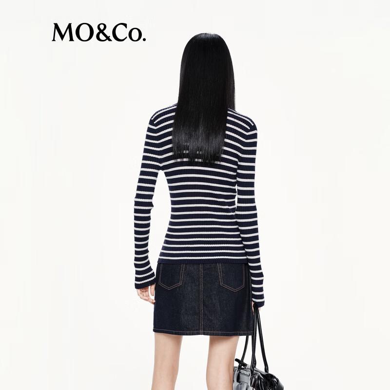 MO&Co. Striped Knit Cardigan