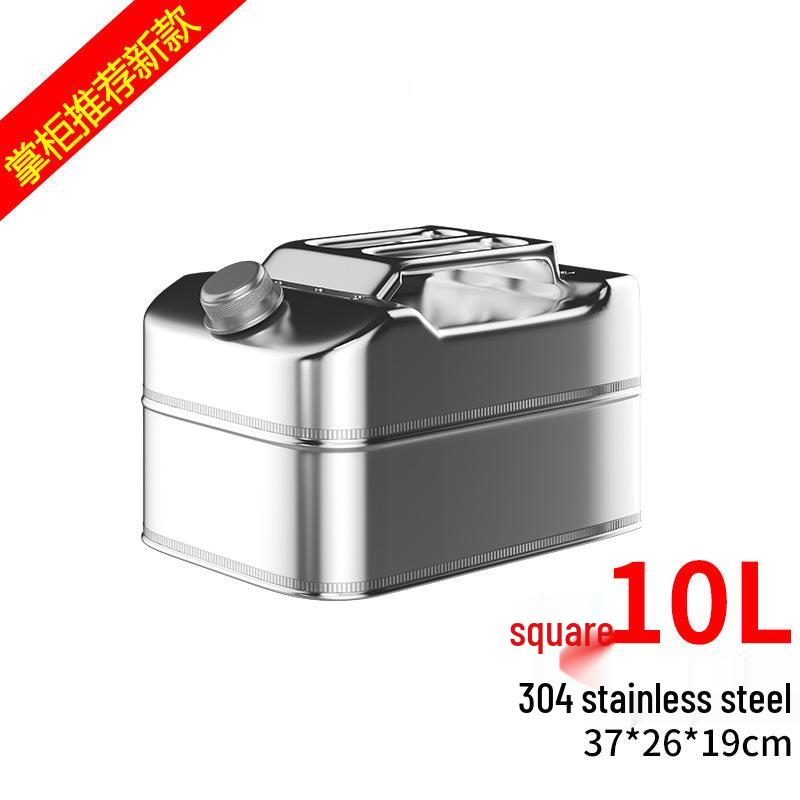 Stainless Steel Fuel Can - 304 Gasoline & Diesel, 10L/20L/30L, Thickened Portable Car Spare Tank