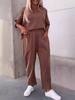 Autumn Women's Two-Piece Set: Solid Color Round Neck Top with Nine-Point Loose Casual Pants