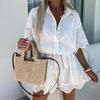 Embroidered Lace Shirt Romper Fashion Embroider Lace Shirt Jumpsuit Suit