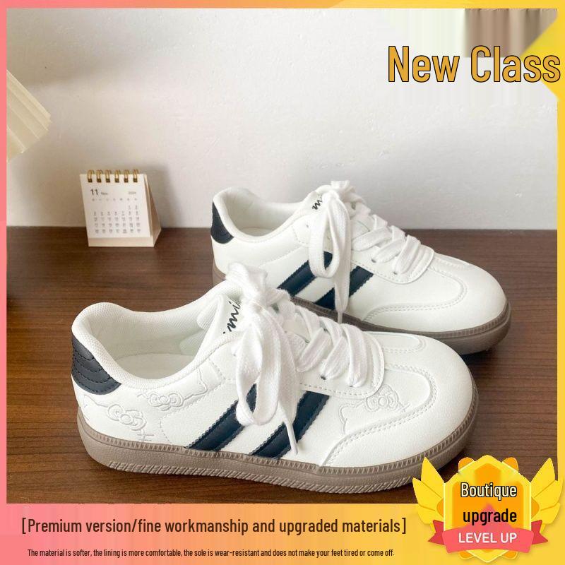 Women's Retro-Inspired White Campus Sneakers - Summer 2025 Fashion Kitten Design