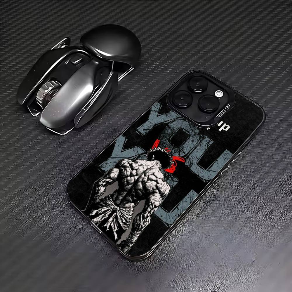 Anime B-Baki Hanma Phone Case For iPhone17,16,15,14,13,12,11 Plus,Pro Max Colored Silver Plated Inside Cover