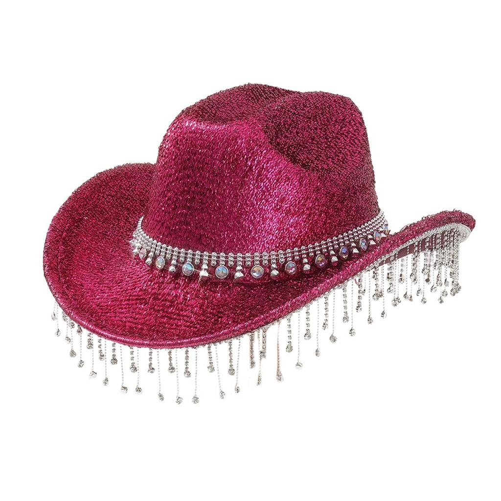 Eye-catching Crystal Cowboy Hats Bride Hat Panama Hat for Bachelorette Party Cowboy Hats for Club Stage Shows
