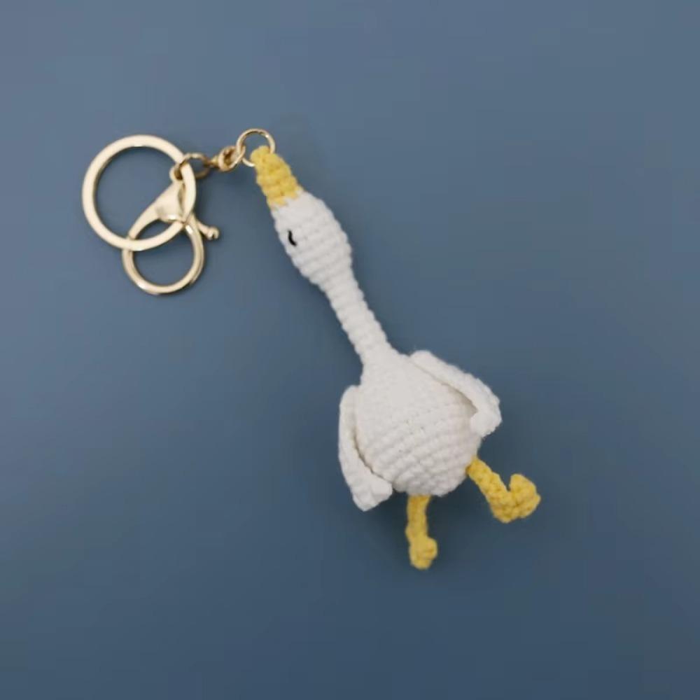 Funny Goose Duck Doll Pendant Cute Cartoon Knitting Keyring Fashion Crochet Keychains  Car Key Ring