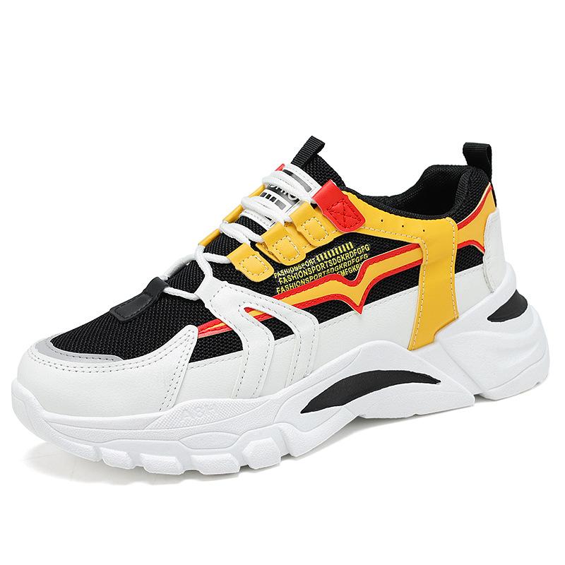 

Spring and autumn breathable mesh sports shoes couple low-top thick-soled contrasting colors trend increases casual dad shoes men 45