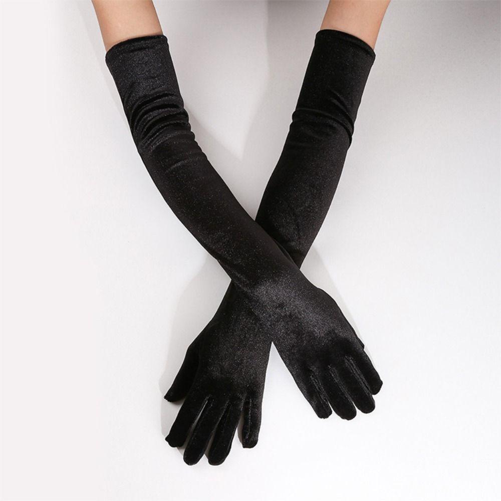 Solid Color Women's Fluffy Gloves Elegant Bride's Long Mittens  Dress-Up  Accessories