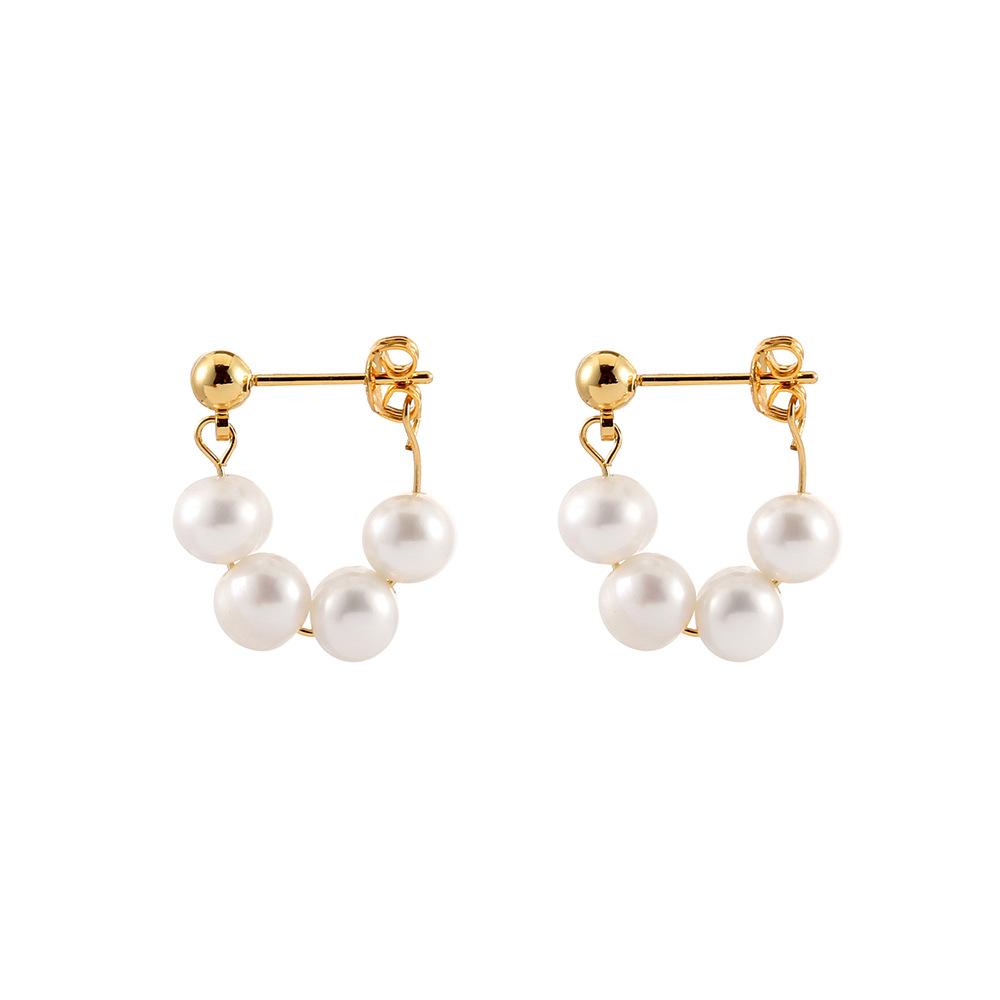 Gold Freshwater Pearl Copper 14k Gold Plated Stud Earrings For Women Fine Jewelry Trendy Accessories