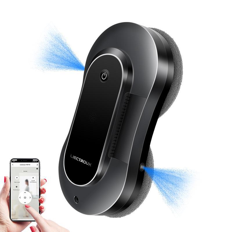 Robot aspirapolvere per finestre Liectroux YW810, doppio spruzzo d'acqua, memoria intelligente, sensore laser, robot per la pulizia dei pavimenti e delle finestre di casa, serbatoio dell'acqua da 70 ml