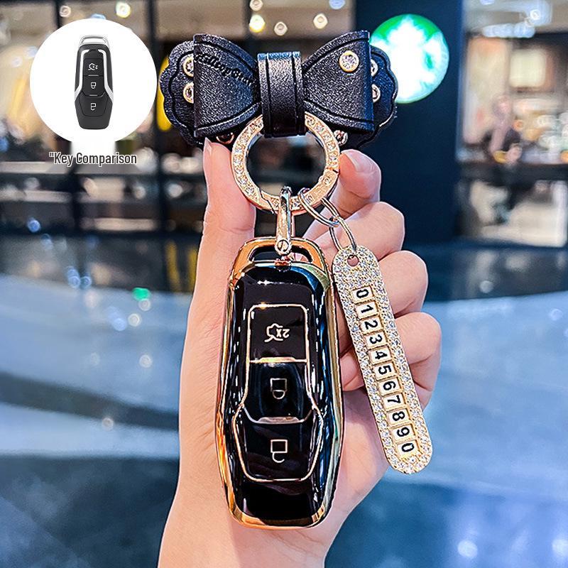 Key Cover for Ford Edge 15-17, Mondeo, Kuga, Focus - Stylish Car Key Shell for Women