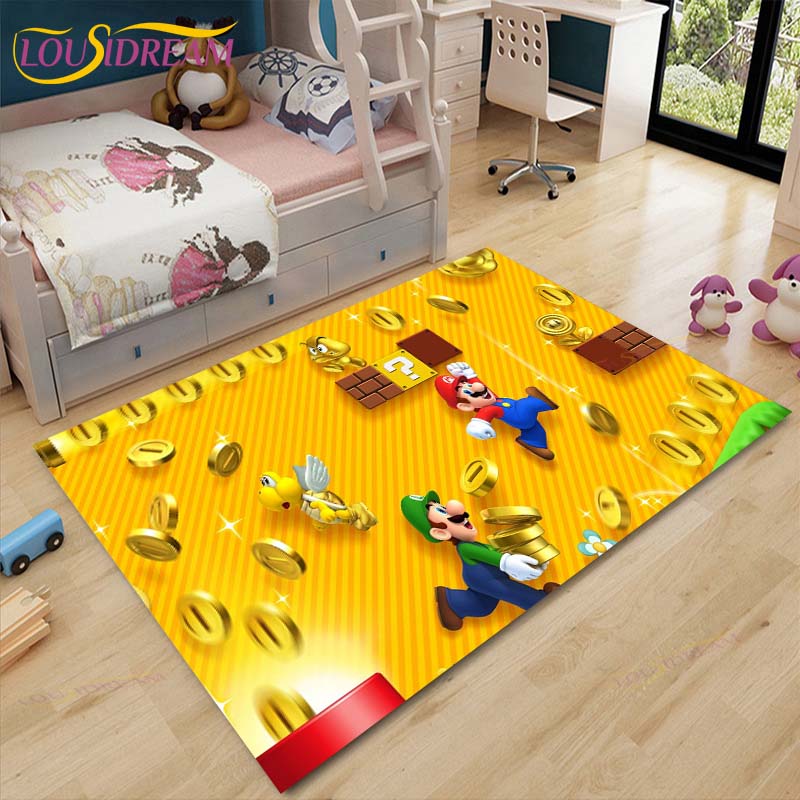 Mario Bros Anime Teppich Wohnzimmer Schlafzimmer Nachttisch Matte Japanisches Arbeitszimmer Computer Stuhl Home Fashion Bodenmatte Bereich Teppich