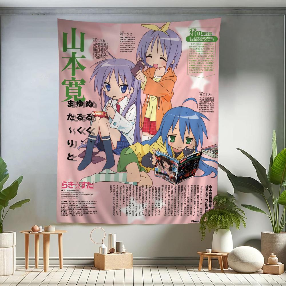 Anime Lucky Star Comedy Colorful Tapestry Wall Hanging Bohemian Wall Tapestries Mandala Wall Art Decor