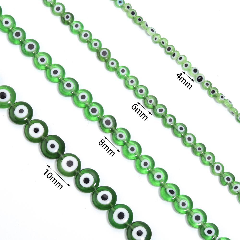 1 Strang 4 6 8 10mm Lampwork Flach Runde Perlen Mehrfarbig Böser Blick Lose Abstandhalter Glasperlen Für DIY Armband Anhänger Zubehör