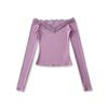 Spicy Lace Off-Shoulder Crop Top: Women's One-Shoulder Long-Sleeve, Waist-Cinching, Sexy Style.