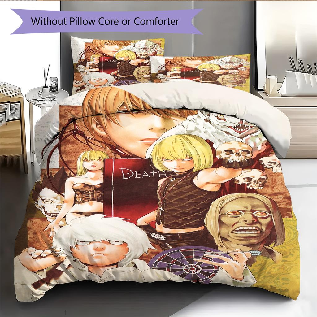 Juego de Ropa de Cama con Estampado de Dibujos Animados Colcha Funda de Colcha Funda de Almohada Decoración del Hogar Regalo de Cumpleaños (1 * funda nórdica + 2 * fundas de almohada, sin núcleo)
