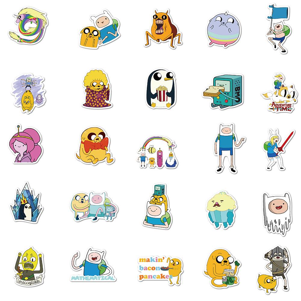 100Pcs Adventure Time Stickers Cartoon Animation Luggage Scooter Laptop Refrigerator Graffiti Stickers Decorative Toys Cute