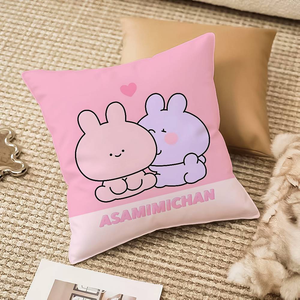 Cartoon A-Asamimichan-MT Cute Bunny Singer Pillow Case Comfort Sofa Bed Silky Elegant Invisible Zipper Decorative Cushion Cover