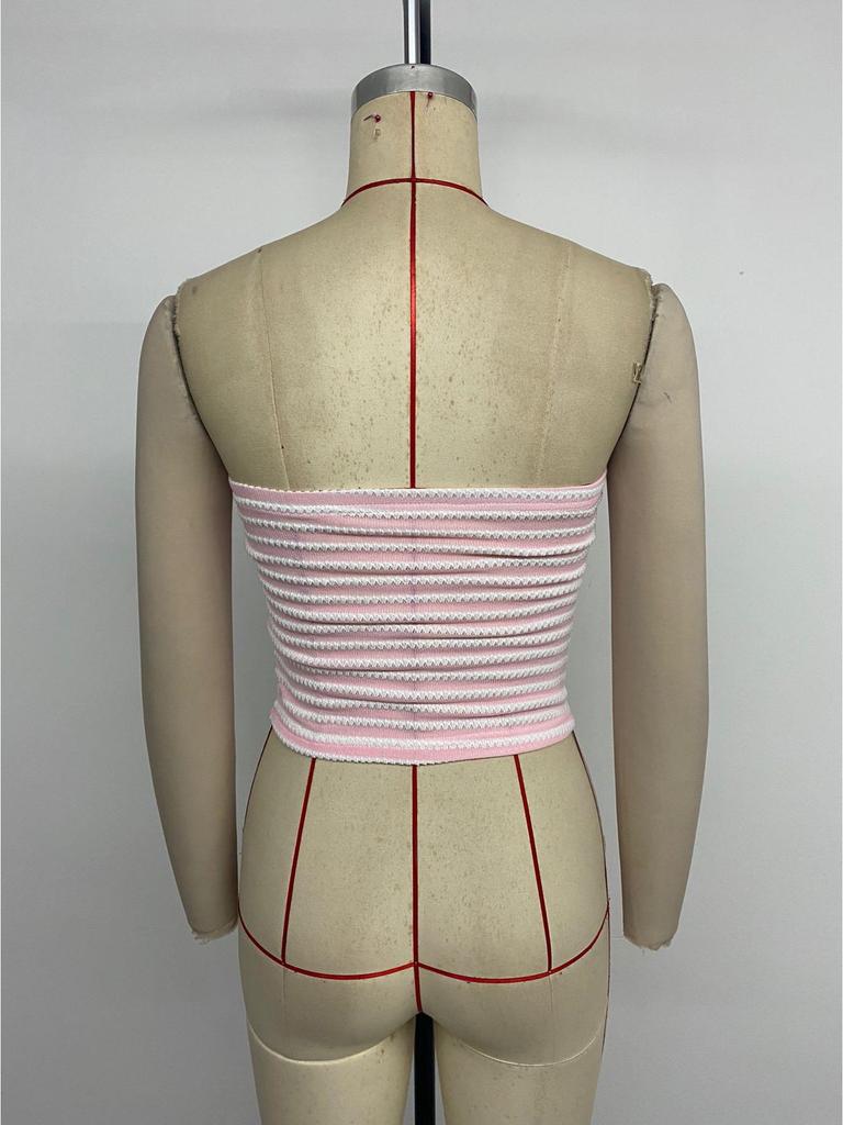 2026 Summer European & American Sexy Bandeau Cropped Striped Tank Top