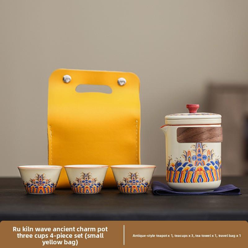 Chinese Style Outdoor Ceramic Tea Set, National Trend Cultural & Creative Travel Quick Cup Gift Box