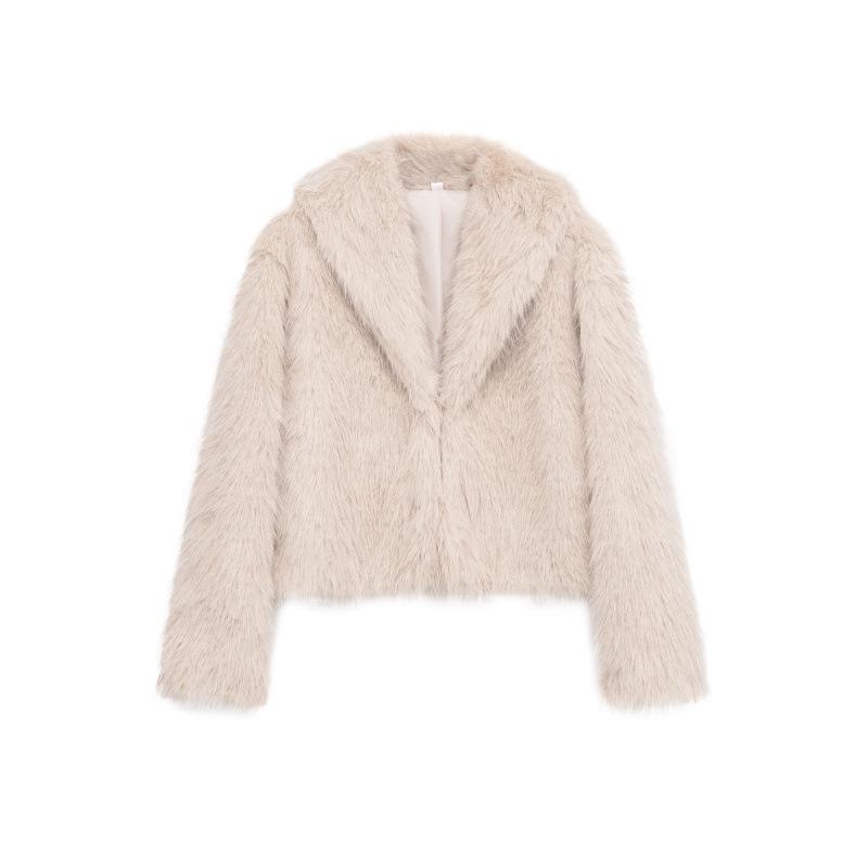 2025 Winter European & American Style Lapel Fur-Effect Jacket Medium