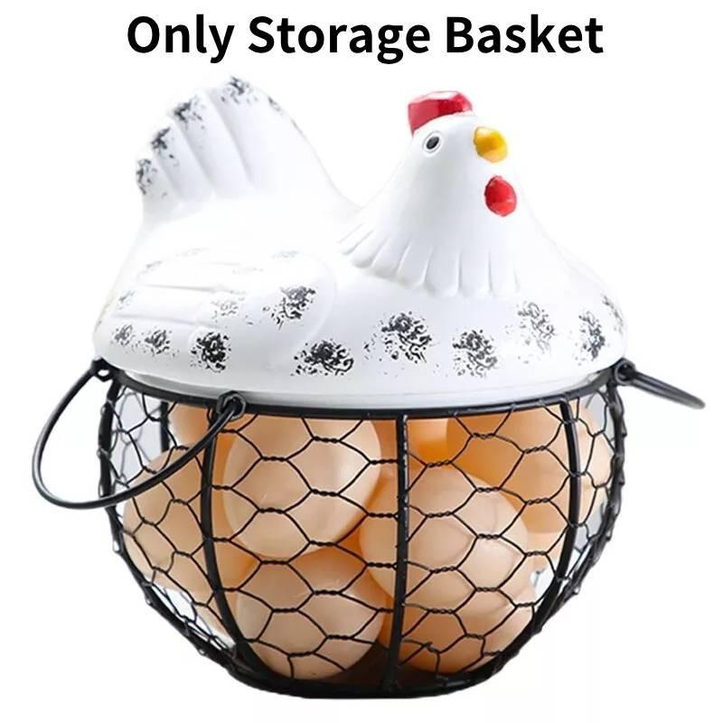 Keramické víko inspirované vintage, koš na žehličku, kuchyňský koš na vejce v černé barvě