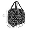 Black Leopard Insulated Lunch Bag Thermal Bag Reusable Cheetah Animal Leakproof Lunch Box Tote Food Bag Office Outdoor