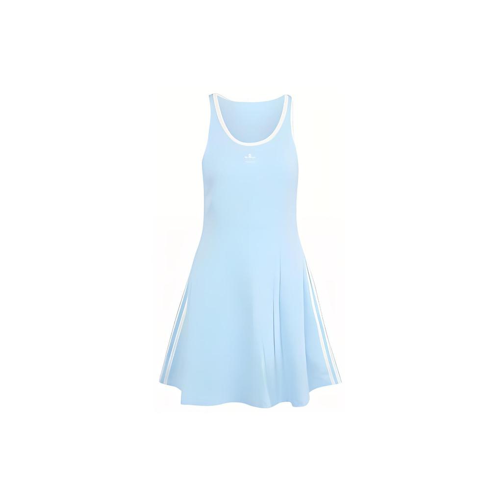 Adidas Originals Color Block Logo Letter Round Neck Comfortable Sleeveless Dress Women dresses Sky-Blue IT9873