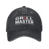 Boné Baseball Grill Master Jeans Desgastado Vintage Snapback Lavado Unissex Feminino Treinos ao Ar Livre Chapéus Macios Desestruturados Boné