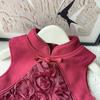 New Winter Rose Cheongsam Hanfu Sleeveless Dress for Baby Girls - Style AWB005