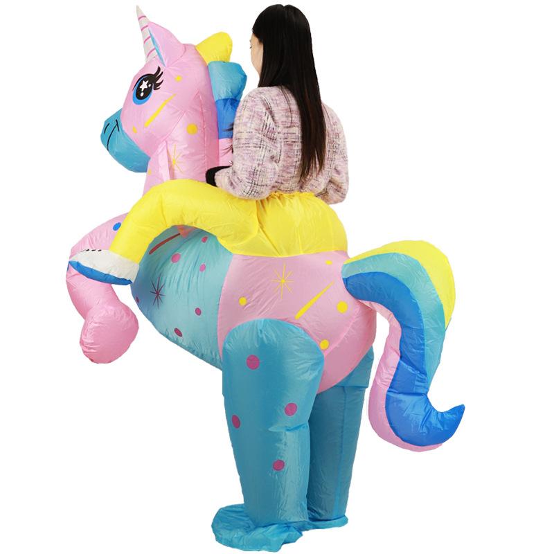 Halloween Colorful Horse Mount Costume Cartoon Party Christmas Walking Meteor Unicorn Inflatable Suit