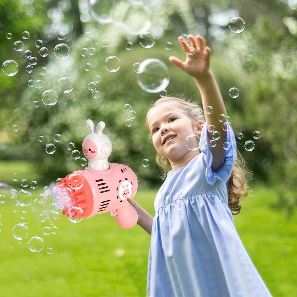 Bubble Water Toys Space Rabbit Bubble Gun for Kids Bubble Machine Automatic 23 Hole Bubble Maker Outdoor Beach Party for Kids